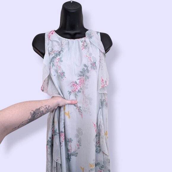 Ted Baker London Blue Floral Chiffon Dress - Picture 3 of 7